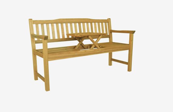 Picture of Aldotrade wooden bench Eva with a table in the middle