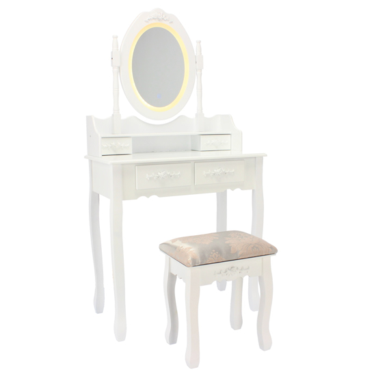 Obrázek z ALDOTRADE Kosmetický stolek LED Emilie 141x75x40cm s taburetem 
