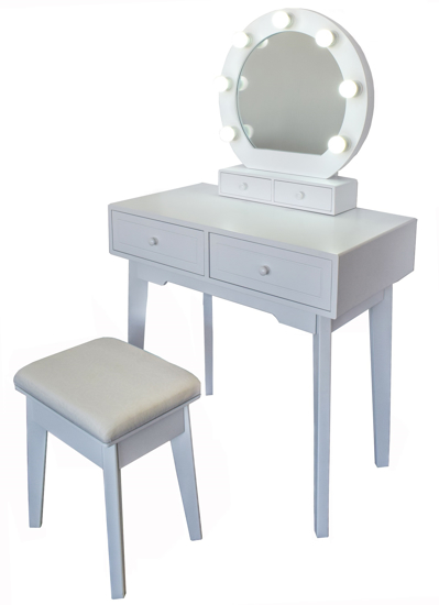 Picture of Aldotrade cosmetic table with mirror Vanessa 75x40x130 cm free taburet