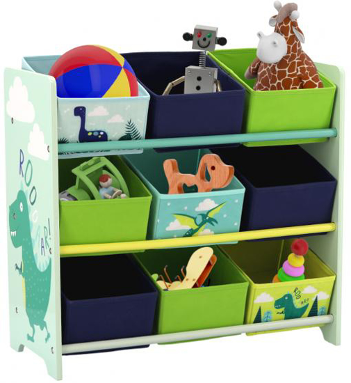 Obrázek z Regál na hračky DINO zeleno/modrý 65x30x60cm 