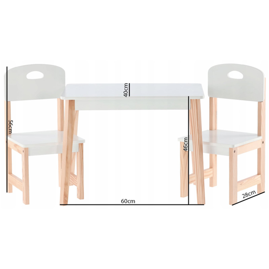 Picture of Dětský stolek se 2 židlemi, bílý