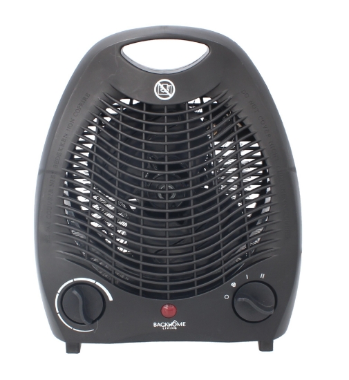 Obrázek z Elektrické topení s ventilátorem a bezpečnostním spínačem, černé, 2000 W 