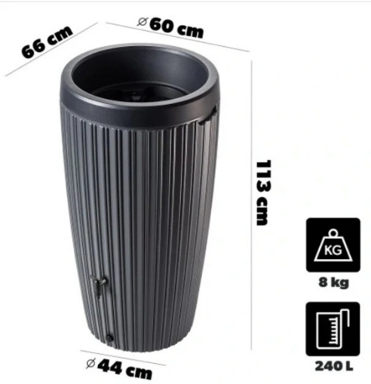 Obrázek z Sud na dešťovou vodu Mika 240l šedý 