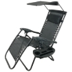 Obrázek z Skládací zahradní lehátko s podstavcem, kapsou, stříškou a opěrkou hlavy, černé 