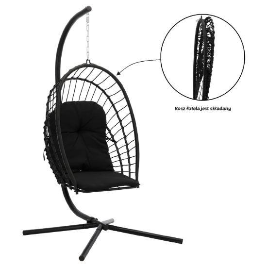 Obrázek z Skládací závěsné křeslo ERIS černé 