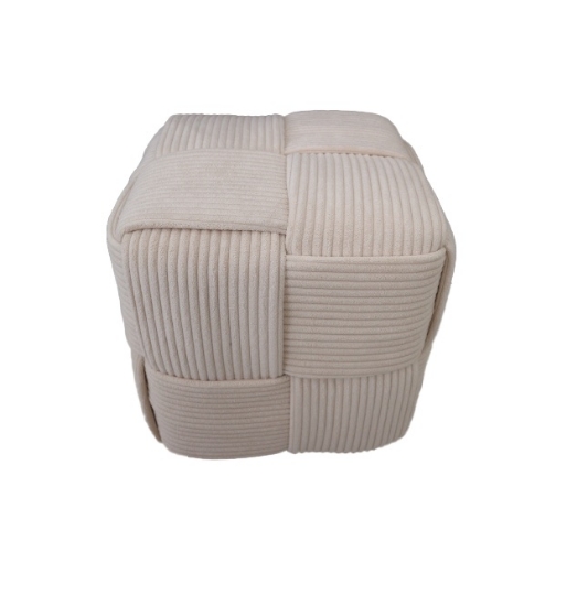 Obrázek z Pletená pufa kostka 40x40x40 cm, krémová 