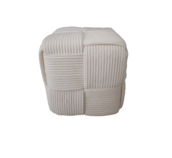 Obrázek z Pletená pufa kostka 40x40x40 cm, bílá 