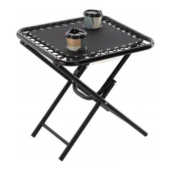 Obrázek z Zahradní/turistický stolek 50 x 50 x 50 cm s otvory na nápoje černý 