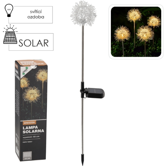 Obrázek z Solární lampa 10 × 10 × 68 cm, pampeliška, LED, teplá bílá 